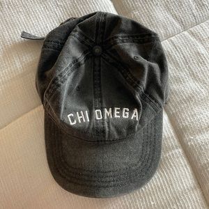 Chi Omega distressed black baseball hat